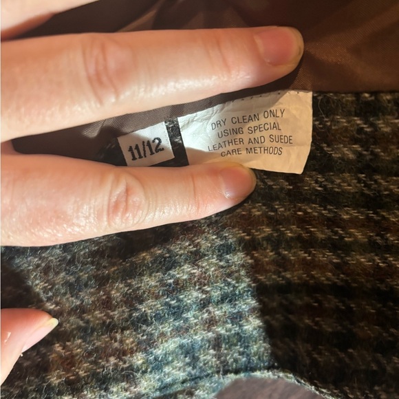 Vintage Houndstooth Blazer with Green Suede Collar - Picture 4 of 6